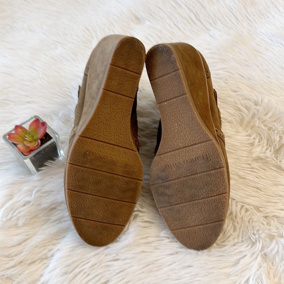 NEW Franco Sarto Arielle Brown Suede Wedge Buckle Ankle Bootie women size 8 - Picture 8 of 8